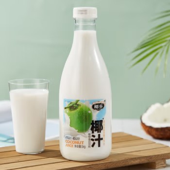 椰谷（YEGU）鲜椰汁1kg*2瓶/整箱大瓶装椰奶宴会聚餐椰子汁植物蛋白饮料